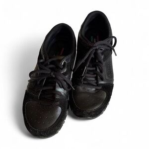 Skechers Relaxed Fit Bikers Transcend Black Leather Sneakers Shoes 6.5